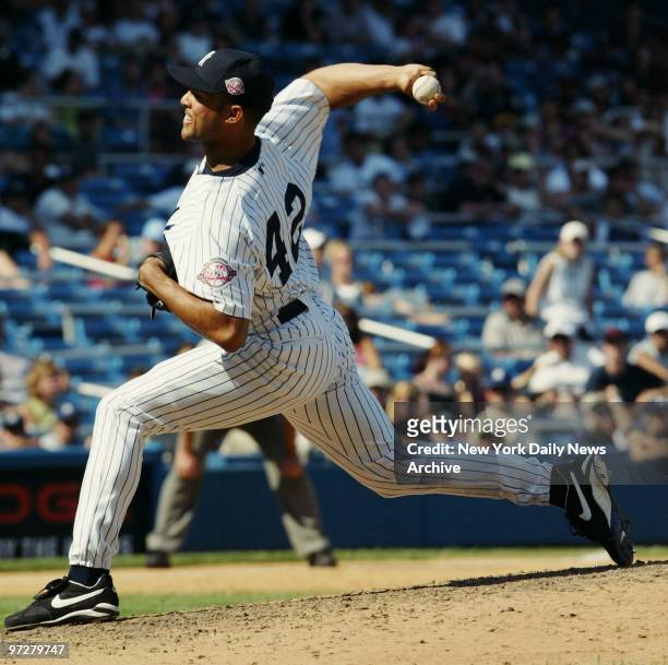 New York Yankees' ace reliever Mariano Rivera does his magic, coming in with two on in the ninth against the Cleveland Indians at Yankee Stadium....