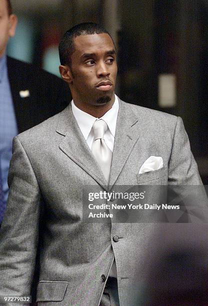 Sean Combs leaves Manhattan Supreme Court for lunch while jury continues deliberations in his trial on charges of gun possession and bribery.