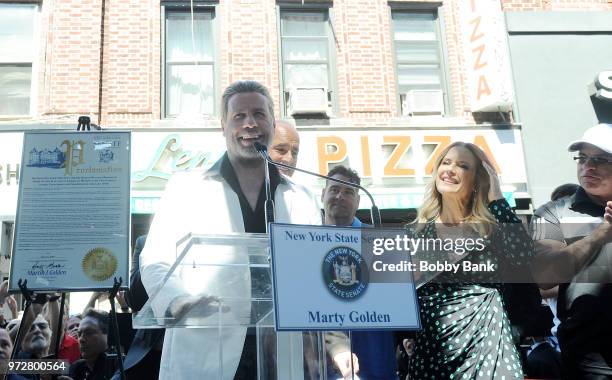 Kelly Preston, John Gotti Jr., John Travolta, Leo Rossi and New York State Senator Marty Golden attend John Travolta Receives Lifetime Achievement...