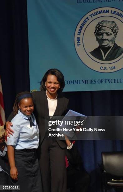 Secretary of State Condeleeza Rice, Congressman Charles Rangel and Schools Chancellor Joel Klein visit The Harriet Tubman Learning Center/PS 154 at...