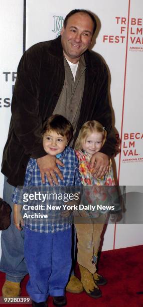 James Gandolfini and family attend the premiere of "The Muppets' Wizard of Oz" at the Tribeca Family Festival.
