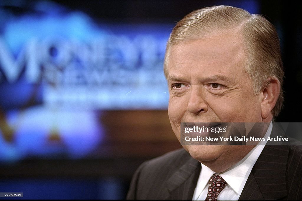 Lou Dobbs on the set of Moneyline at CNN.