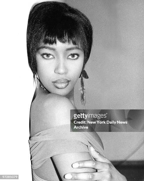 Naomi Campbell poses early on in her career
