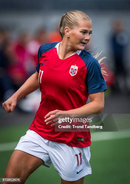 Lisa Marie Utland of Norway during 2019 FIFA Womens World Cup Qualifier between Norway v Republic of Ireland at Viking Stadion on June 12, 2018 in...