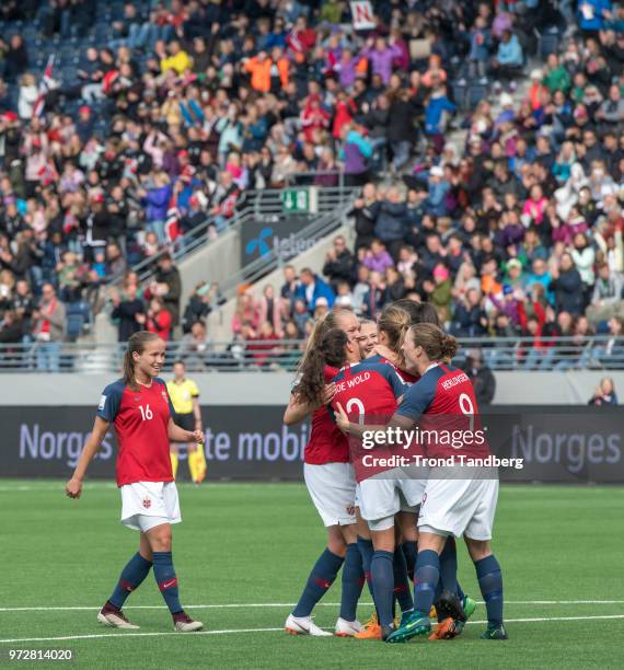 Guro Reiten, Frida Manum, Lisa Marie Utland, Caroline Graham Hansen, Ingrid S Engen, Isabell Herlovsen of Norway during 2019 FIFA Womens World Cup...