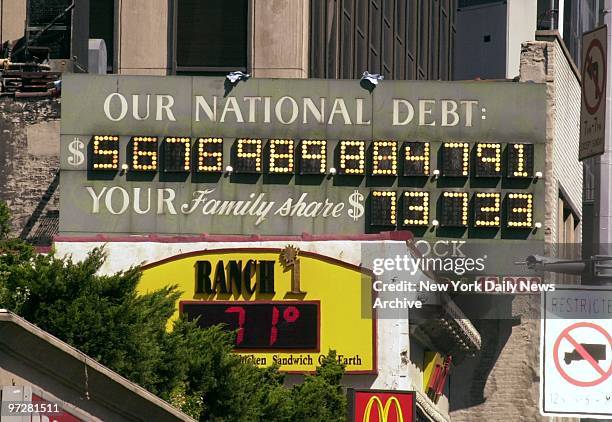 The National Debt Clock shows a whopping figure but in fact its number is up, put out of business by the booming economy. Moments later, a red, white...