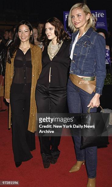 The new angels Lucy Liu, Drew Barrymore and Cameron Diaz are on hand at the New York special screening of "Charlie's Angels" at the Ziegfeld Theater.