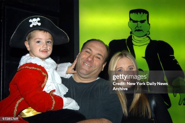 James Gandolfini with his son, Michael, and wife, Marci, attend the Dream Halloween New York Party benefiting Children Affected By Aids Foundation.