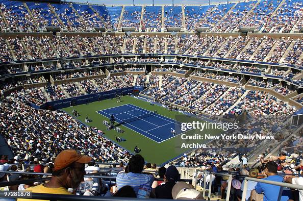 Crowd watches Andre Agassi of the United States take on Ivo Crowd watches Andre Agassi of the United States take on Ivo