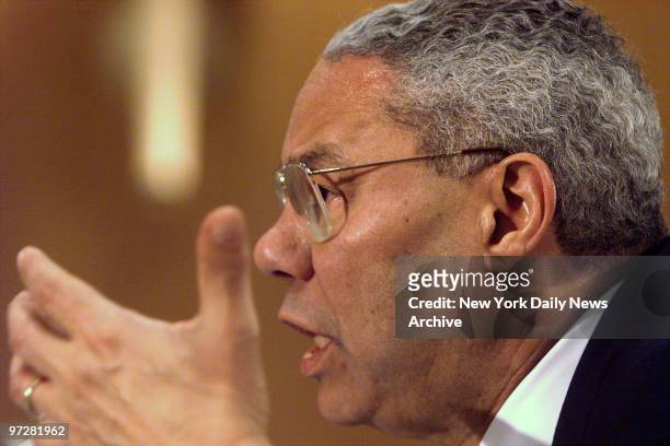 Secretary of State Colin Powell testifies at a hearing of the Senate Appropriations subcommittee. Born in Harlem on April 5 Powell was an average...