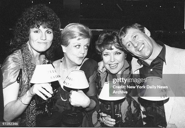 Lucie Arnaz, Angela Lansbury, Dorothy Loudon, and Len Carion, winners of the Teddy Awards.