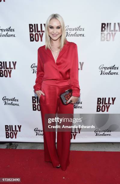 Actress Becca Tobin arrives at the Los Angeles premiere of "Billy Boy" at the Laemmle Music Hall on June 12, 2018 in Beverly Hills, California.