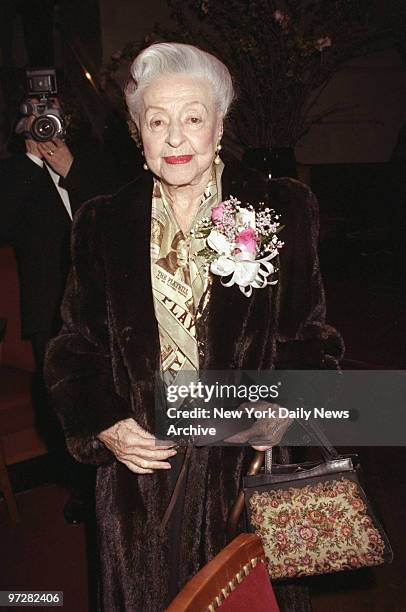 Lucille Lortel at Signature Theatre Company Gala at Laura Belle Restaurant.