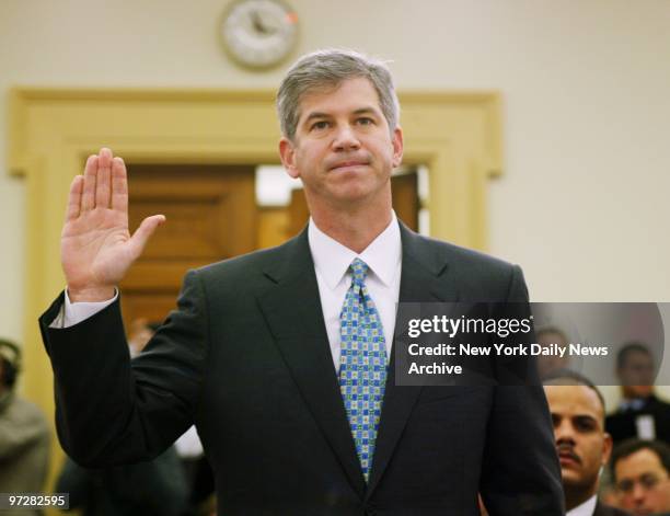 Former CFO of Enron Arthur Fastow is sworn in at hearing before the House Oversight and Investigations subcommittee looking into the collapse of the...