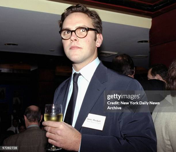 James Murdoch attending party hosted by his father Rupert Murdoch at the Monkey Bar.