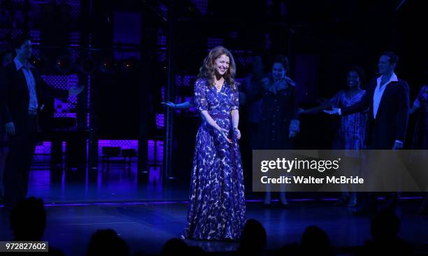 Melissa Benoist during her opening night debut bows in 'Beautiful-The Carole King Musical' at the Stephen Sondheim on June 12, 2018 in New York City.