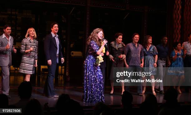 Melissa Benoist with Ben Jacoby, Jessica Keenan Wynn, Evan Todd, Paul Anthony Stewart, Nancy Opel and cast during her opening night debut bows in...