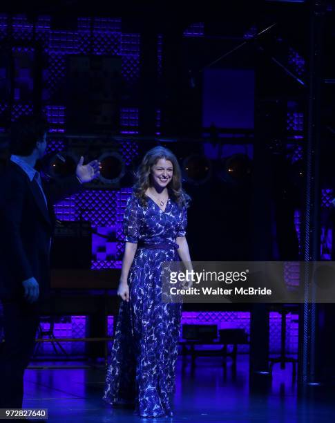 Melissa Benoist during her opening night debut bows in 'Beautiful-The Carole King Musical' at the Stephen Sondheim on June 12, 2018 in New York City.