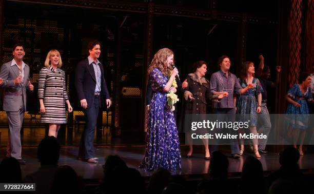 Melissa Benoist with Ben Jacoby, Jessica Keenan Wynn, Evan Todd, Paul Anthony Stewart, Nancy Opel and cast during her opening night debut bows in...