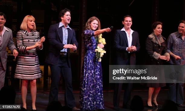 Melissa Benoist with Ben Jacoby, Jessica Keenan Wynn, Evan Todd, Paul Anthony Stewart, Nancy Opel and cast during her opening night debut bows in...