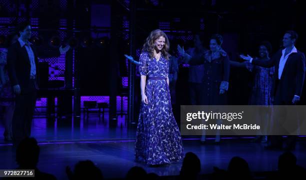 Melissa Benoist during her opening night debut bows in 'Beautiful-The Carole King Musical' at the Stephen Sondheim on June 12, 2018 in New York City.