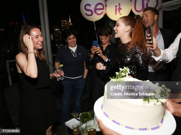 Katie Silberman, Zoey Deutch, and Glen Powell attend a special screening of the Netflix film "Set It Up" at AMC Lincoln Square Theater on June 12,...