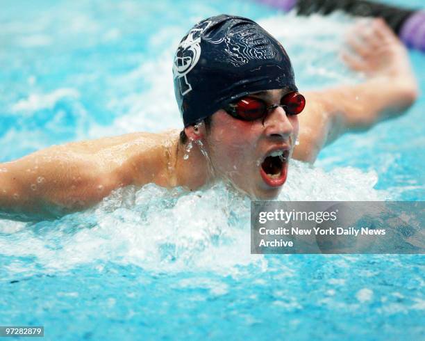 Brooklyn Technical Swimmer Chris Winikor during the PSAL Boy?s Swimming Championships between Brooklyn Technical and Stuyvesant High School held at...