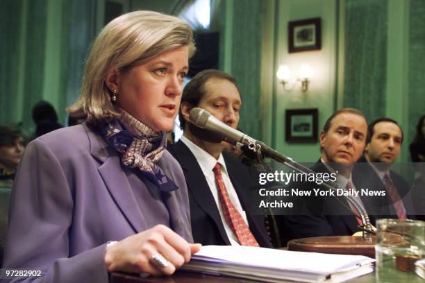 Former Enron Vice President Sherron Watkins testifies at a hearing of the Senate Commerce Committee in Washington. Jeffery Skilling , Enron's former...