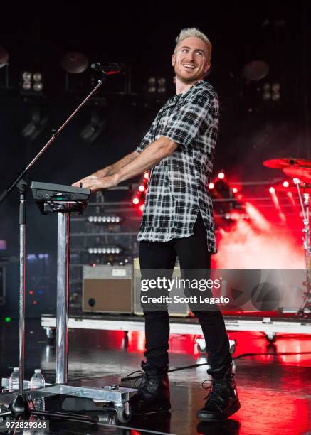 Nicholas William Petricca of Walk The Moon performs at DTE Energy Music Theater on June 12, 2018 in Clarkston, Michigan.