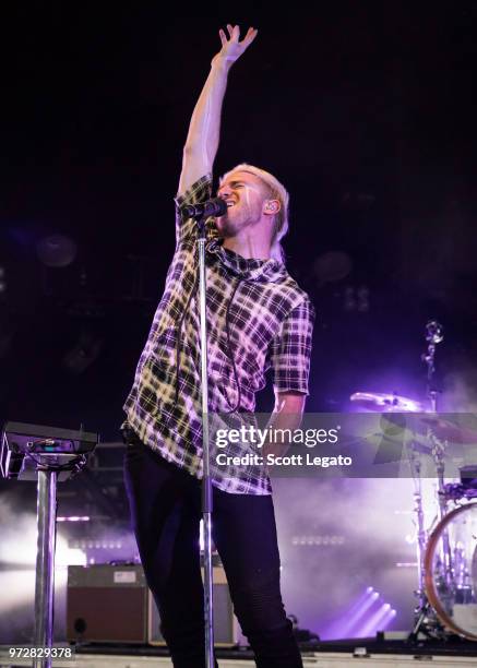 Nicholas William Petricca of Walk The Moon performs at DTE Energy Music Theater on June 12, 2018 in Clarkston, Michigan.