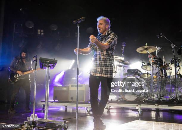 Nicholas William Petricca of Walk The Moon performs at DTE Energy Music Theater on June 12, 2018 in Clarkston, Michigan.