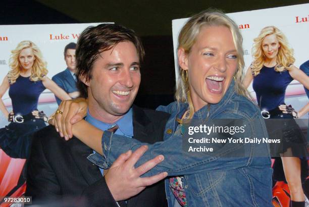 Luke Wilson and Uma Thurman are at the Clearview Chelsea Cinemas for the premiere of the movie "My Super Ex-Girlfriend." They star in the film.