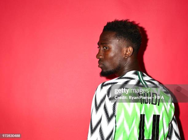 Wilfred Ndidi of Nigeria poses during the official FIFA World Cup 2018 portrait session on June 12, 2018 in Yessentuki, Russia.