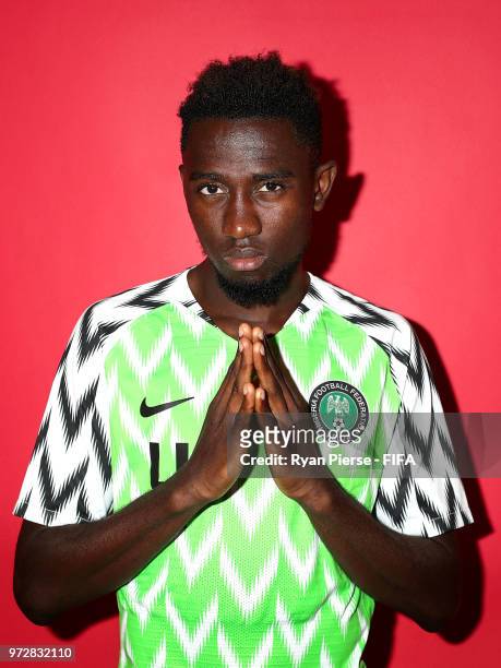 Wilfred Ndidi of Nigeria poses during the official FIFA World Cup 2018 portrait session on June 12, 2018 in Yessentuki, Russia.