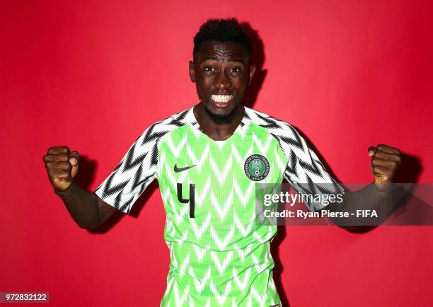 Wilfred Ndidi of Nigeria poses during the official FIFA World Cup 2018 portrait session on June 12, 2018 in Yessentuki, Russia.