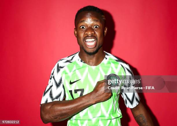 Ogenyi Onazi of Nigeria poses during the official FIFA World Cup 2018 portrait session on June 12, 2018 in Yessentuki, Russia.