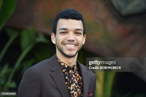 Actor Justice Smith attends the premiere of "Jurassic World: Fallen Kingdom" on June 12, 2018 at The Walt Disney Concert Hall in Los Angeles,...