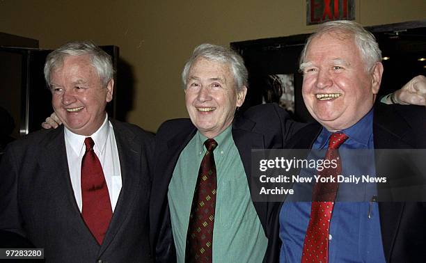 Brothers Michael, Frank and Malachy McCourt get together at the premiere of the movie "Angela's Ashes" at the Beekman Theater. Frank McCourt wrote...