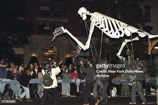 The New York City Halloween Parade is on its way up 6th Ave. , Greenwich Village Halloween Parade. Costume. Manhattan