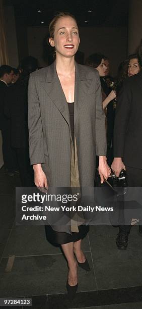 Carolyn Bessette-Kennedy appears at the opening of "Krizia; An Exhibition" at the Grey Art Gallery at New York University.