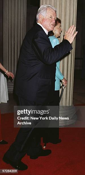 Sen. Edward Kennedy and Patricia Kennedy Lawford arrive at the Metropolitan Museum of Art for the opening of "Jacqueline Kennedy: The White House...