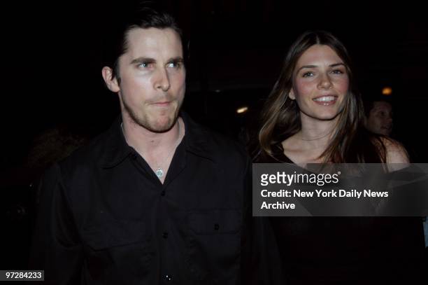 Christian Bale and wife Sibi Blazic are on hand at the Ziegfeld Theater for the world premiere of "The Machinist." He stars in the film.