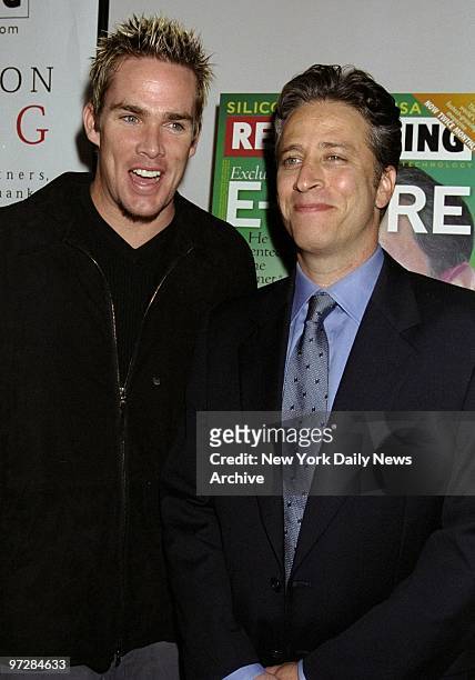 Mark McGrath , lead singer of Sugar Ray, and Jon Stewart get together at the techie business magazine Red Herring's New York charity bash at Milk...