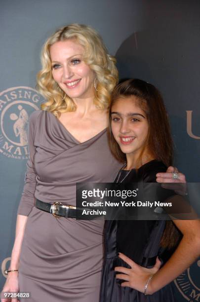 Madonna with her daughter Lourdes at the 'A Night To Benefit Raising Malawi And Unicef" held at the United Nations