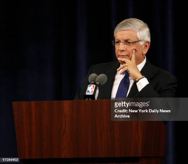 Commissioner David Stern speaks during a news conference to discuss former NBA referee Tim Donaghy.,