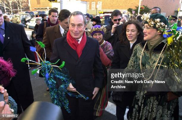 Mayor Michael Bloomberg joins marchers at Fifth Ave. And 106th St. In East Harlem for the Three Kings Day Parade, which celebrates the wise men -...