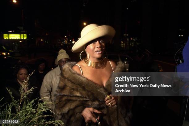 Janice Combs arrives at Bryant Park for the fall collection debut of the Sean John line as part of New York Fall Fashion Week 2001. The menswear line...