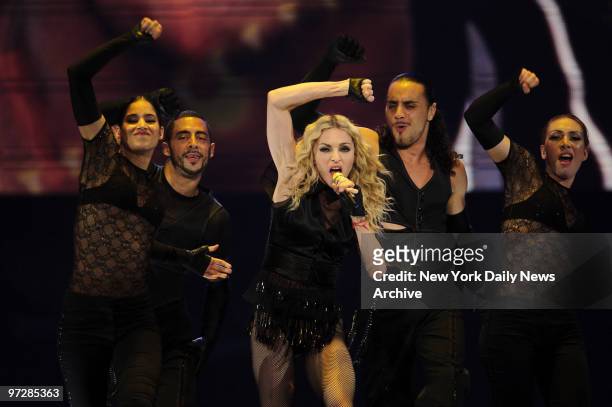 Madonna concert debuts her "Sticky & Sweet" tour at the Izod Center in East Rutherford, NJ.