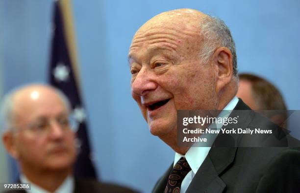 Former Mayor Ed Koch is on hand at a Gracie Mansion breakfast hosted by Mayor Bloomberg.