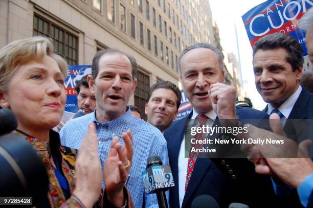 Sen. Hillary Clinton, Democratic gubernatorial candidate Eliot Spitzer, Councilman Eric Gioia, Sen. Charles Schumer and Democratic attorney general...